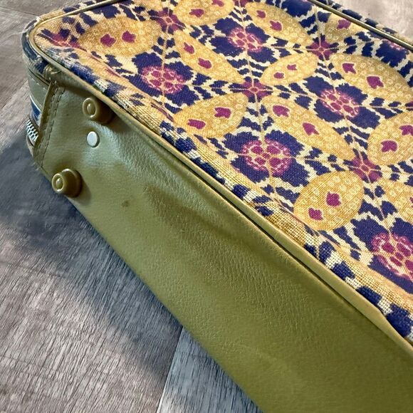 Penguin 1960s Floral Geometric Neon Lime Purple Travel Tote Bag Tapestry - Picture 4 of 10